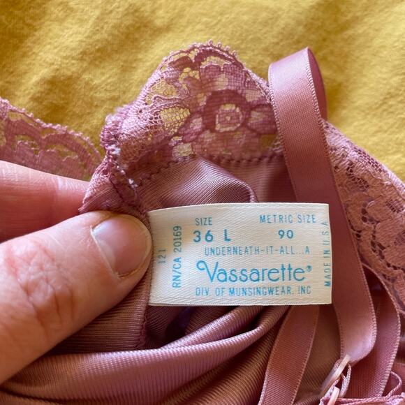 VTG Vassarette Mid Century Modern Pink Classic Slip Dress W/ Lace Trim Large - Picture 8 of 12
